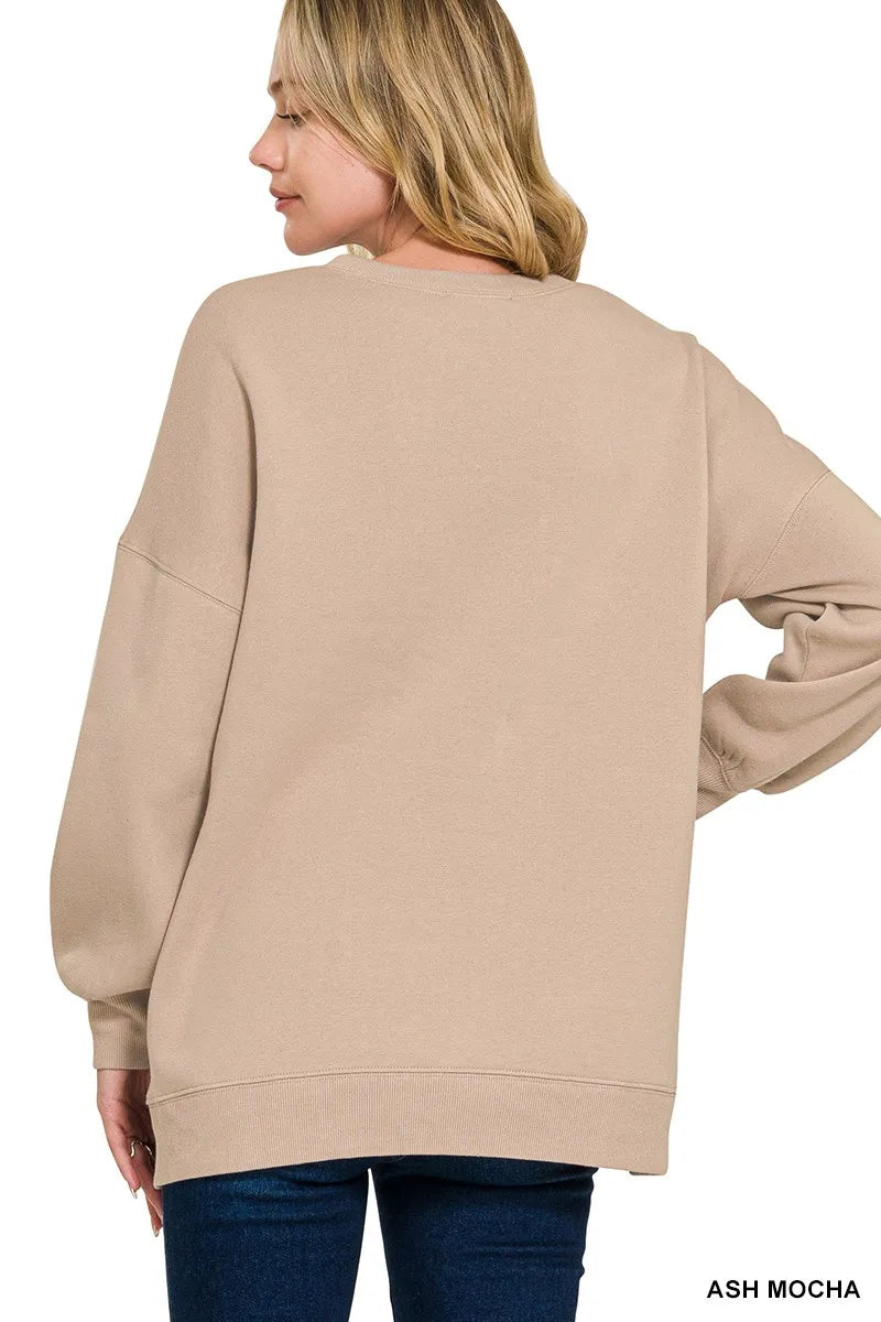 Full Size Fleece Hi-low Boyfriend Sweatshirts with Pockets Plus Size